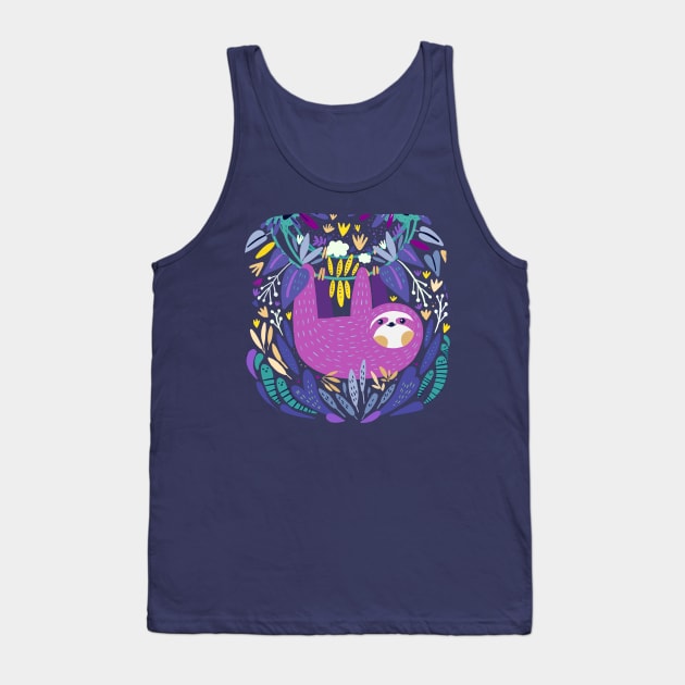 Purple Sloth Tank Top by Mjdaluz